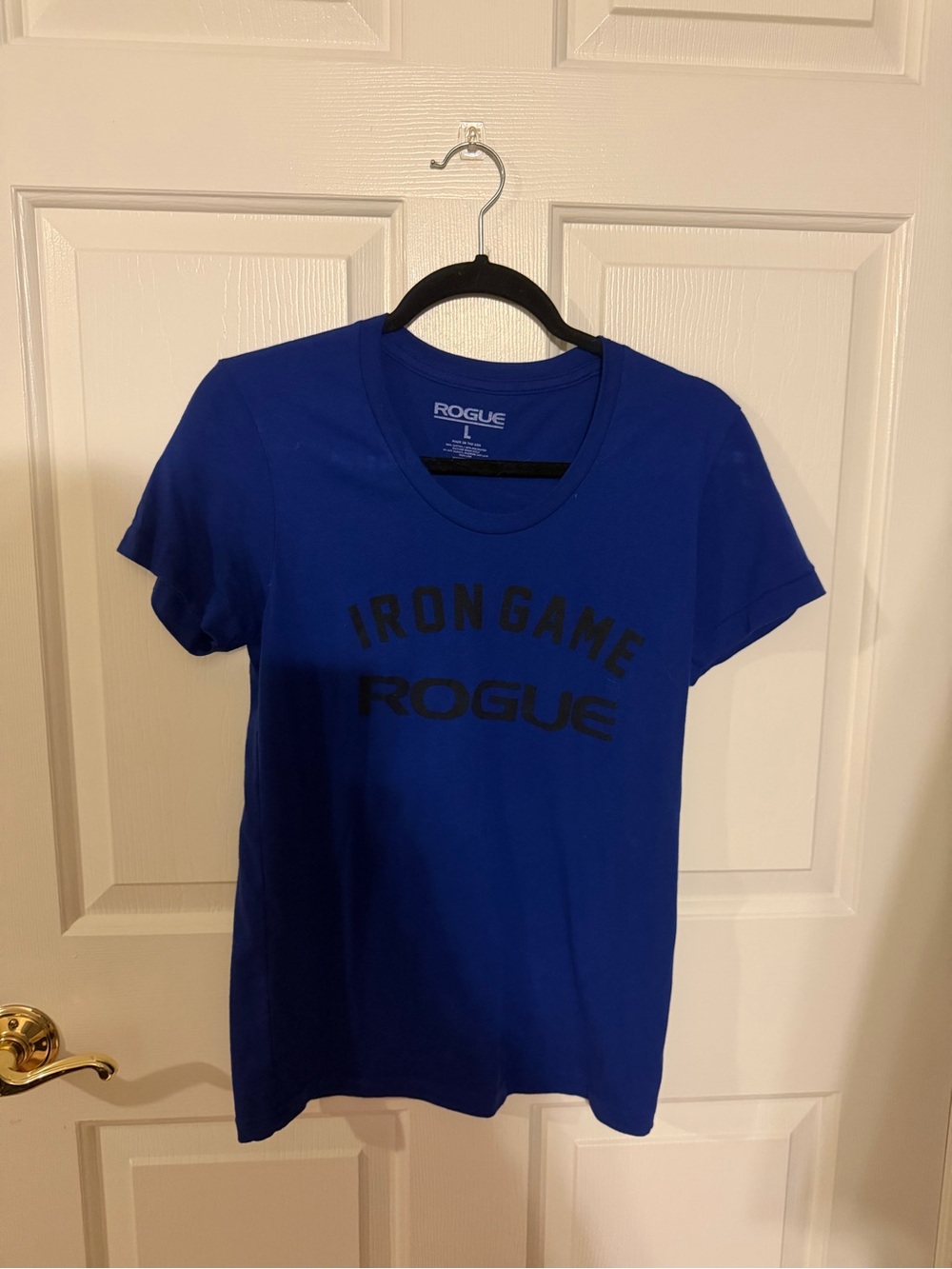 Rogue Women's Iron Game Tee in Blue with Black Logo